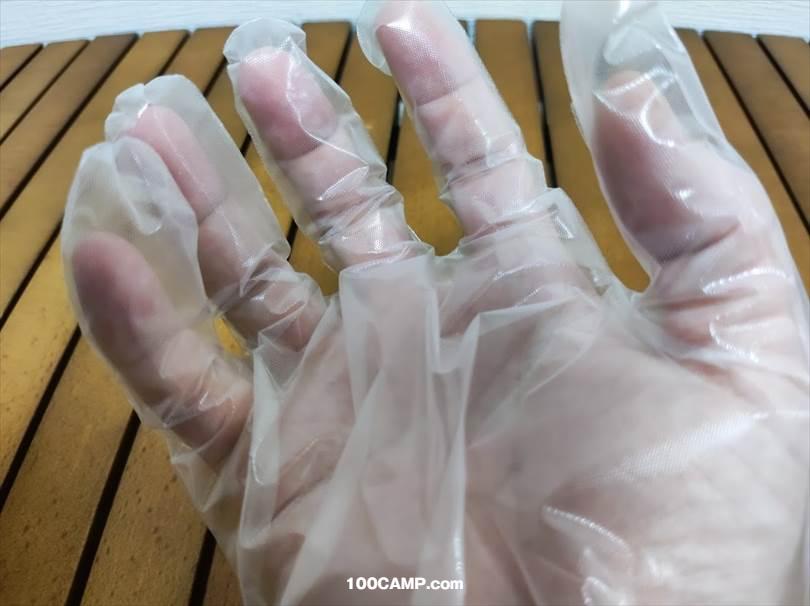 100均ダイソーのポリエチレン手袋が便利｜キャンプの料理で使ってみた
